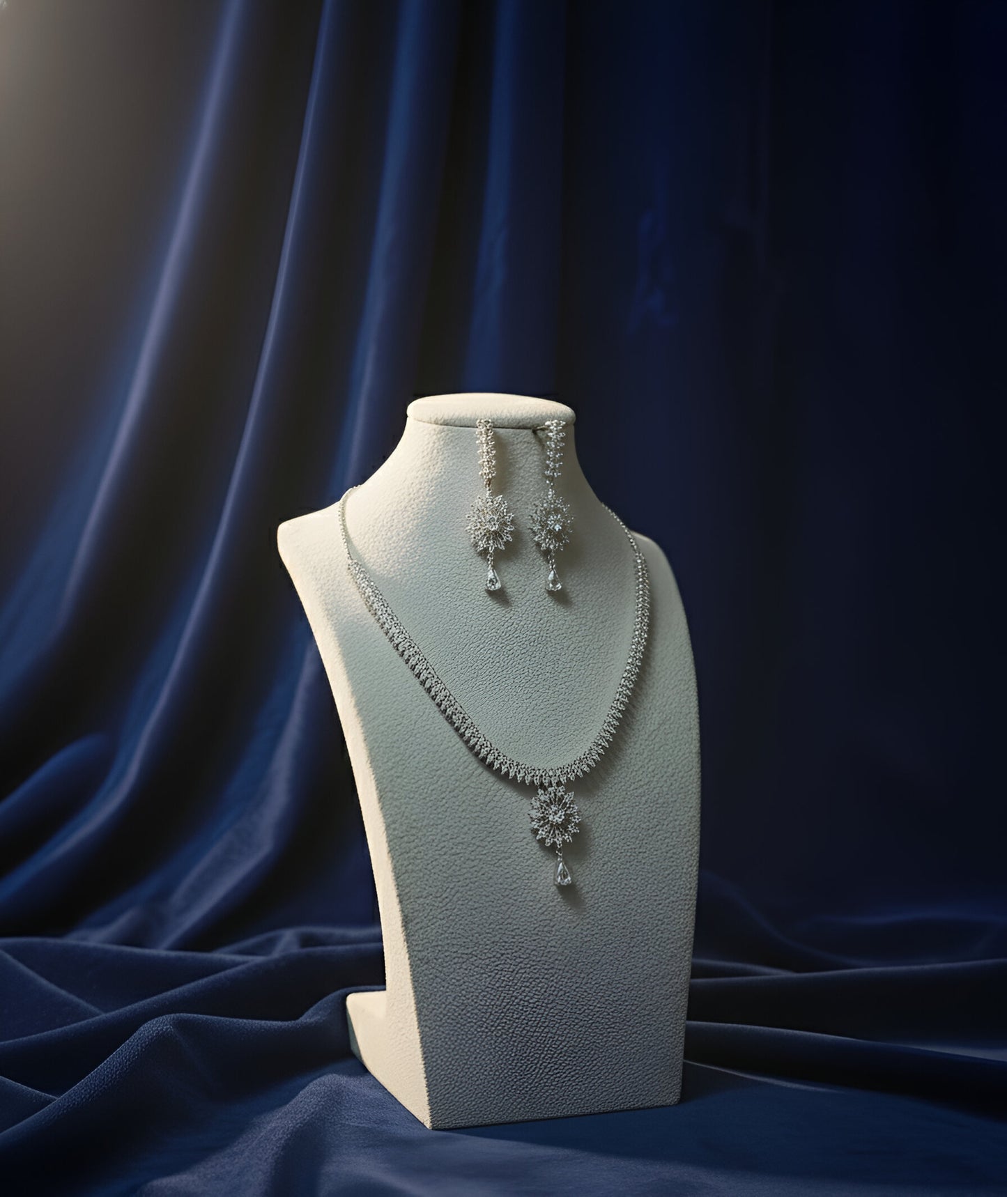 Elegant American Diamond Necklace Set with Earrings | Sparkling Indian Jewelry for Women