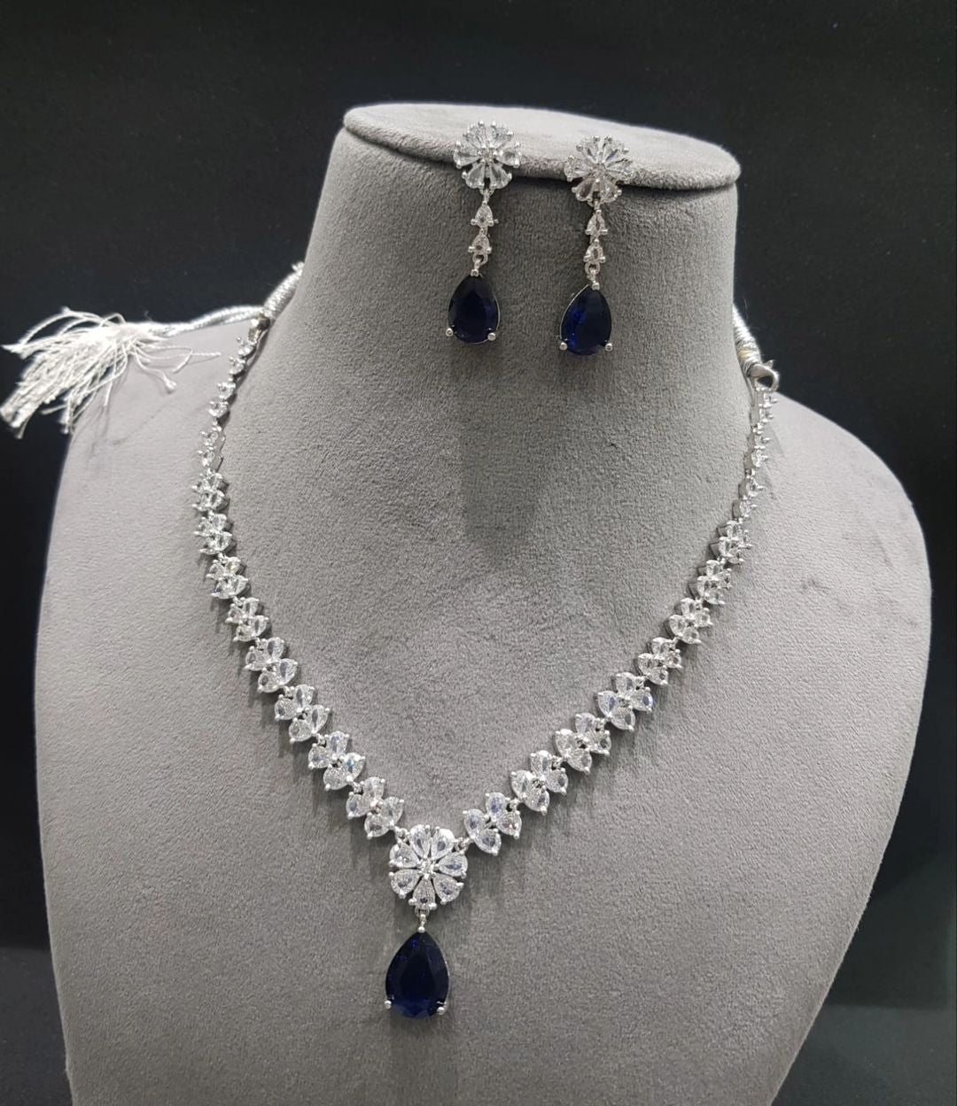 Sparkling Grace: Beautiful American Diamond Pendant and Earrings Jewelry Set