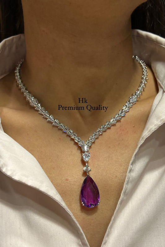 Premium Quality AD CZ Pendant Necklace Set with Earrings – Elegant & Timeless Jewelry