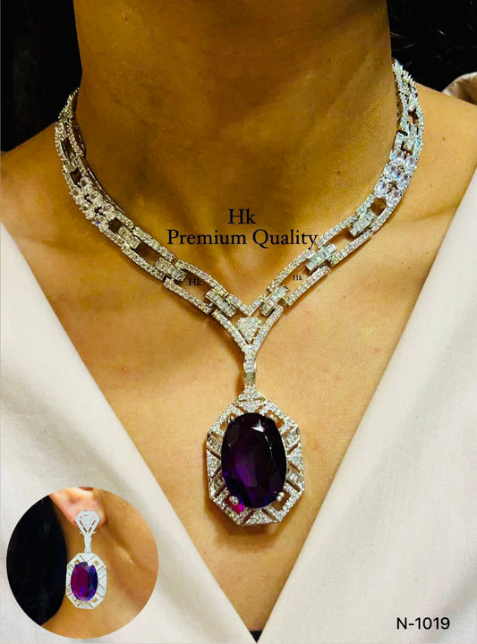 Premium Quality AD CZ Pendant Necklace Set with Earrings β Elegant & Timeless Jewelr