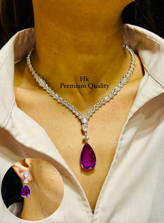 Premium Quality AD CZ Pendant Necklace Set with Earrings β Elegant & Timeless Jewelry