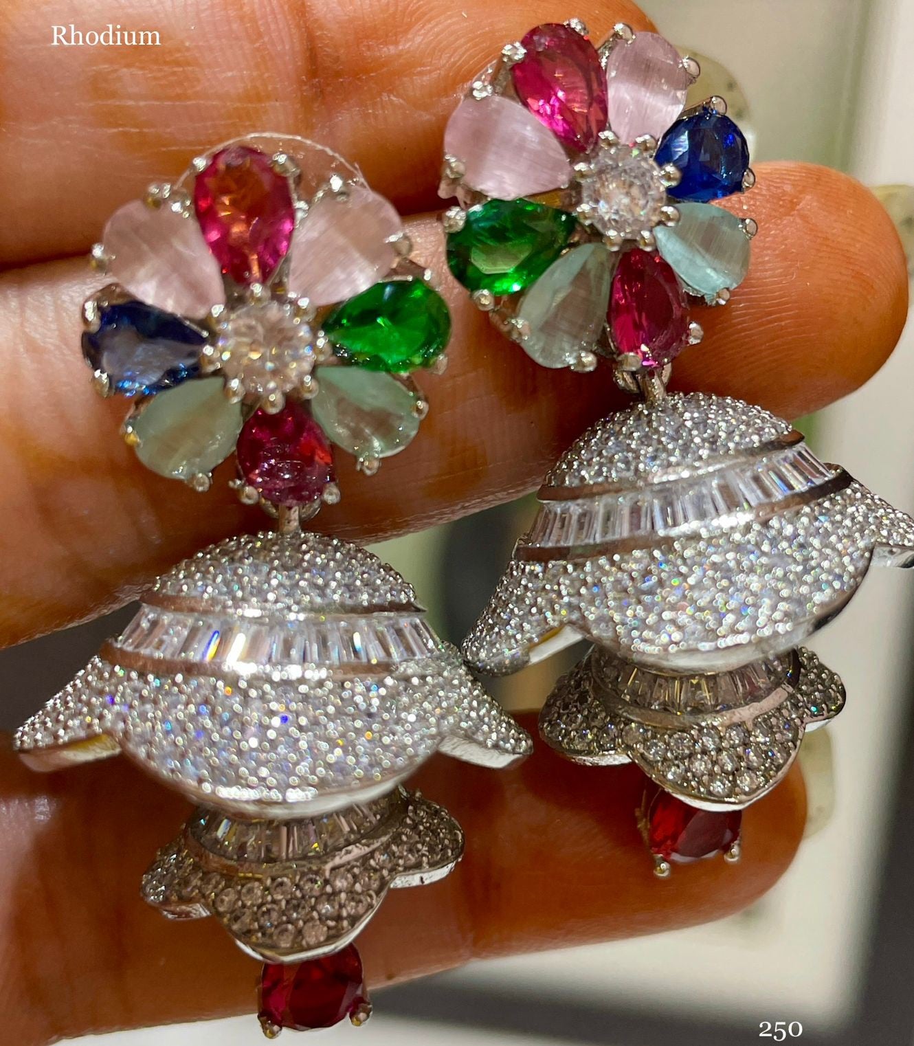 Dazzling Divinity: American Diamond Jhumka Earrings