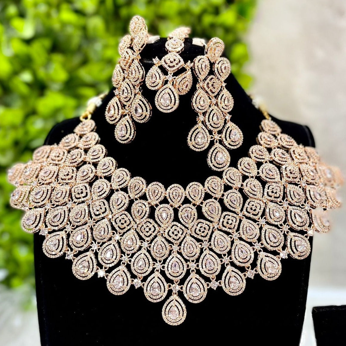 High Quality American diamond Full-bridal Necklace With Earrings