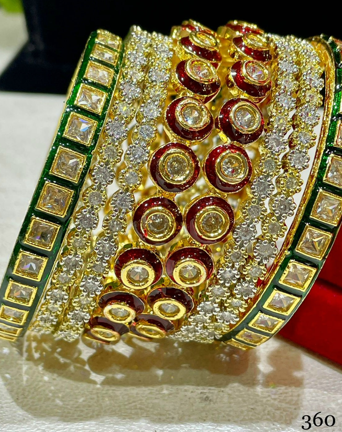 kundan and American diamond Bangle set ,CZ Premium Quality AD set with 8 bangles,engagement chooda set, cz bangle set