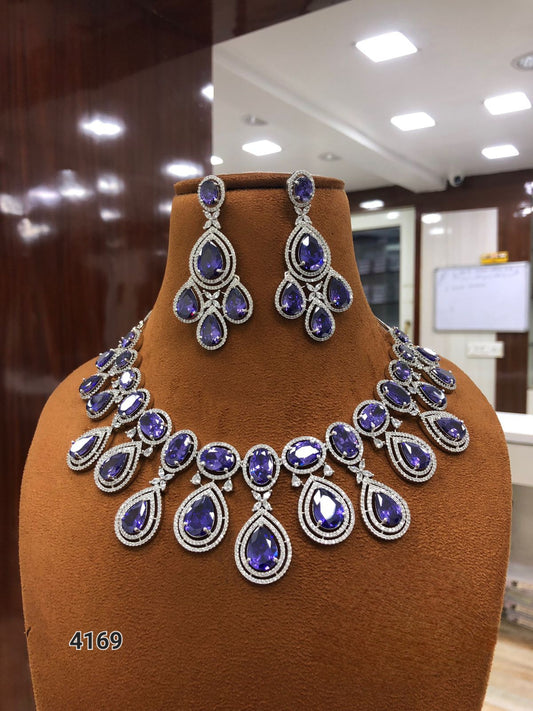 Radiant Elegance: American Diamond Necklace Set with Earrings - Complete Jewellery Ensemble