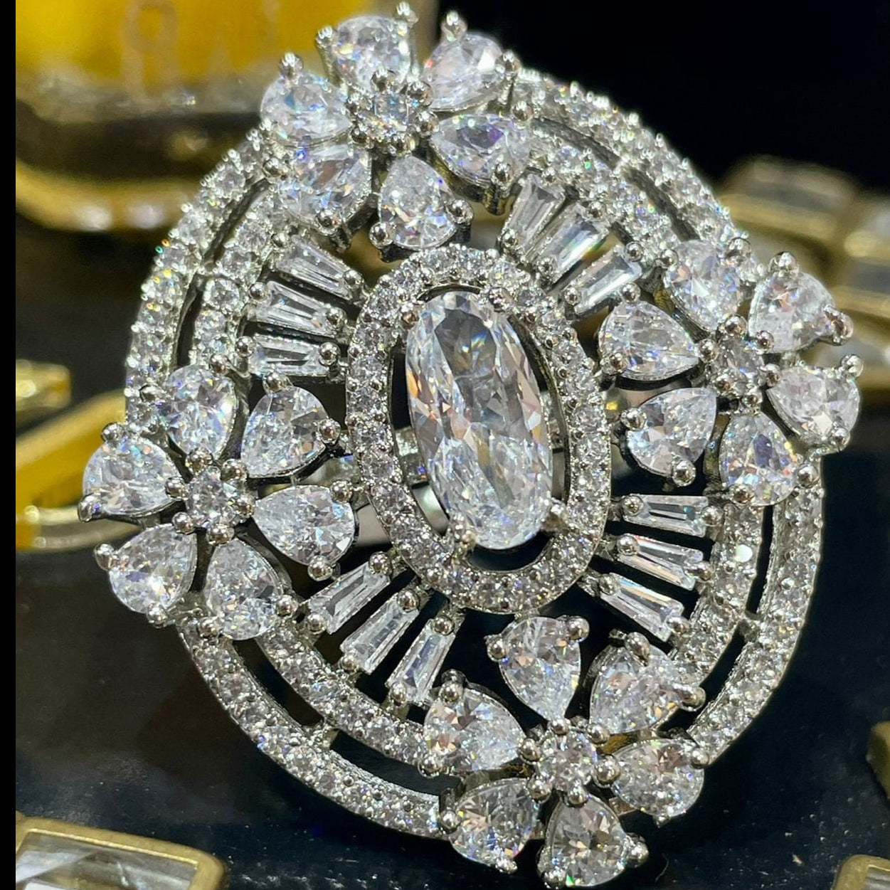 Forever Sparkle: American Diamond Adjustable Engagement Ring