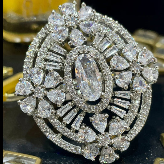 Forever Sparkle: American Diamond Adjustable Engagement Ring