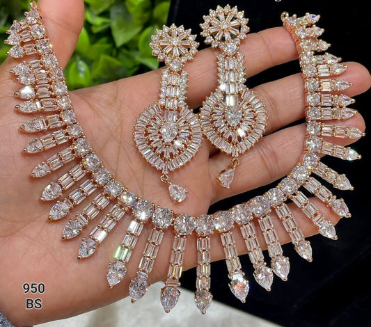 Radiant AD Necklace and Earrings Set: A Diamond Dream