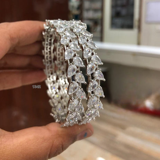 Radiant Reverie: Pair of American Diamond Bangle Set for Unmatched Glamour