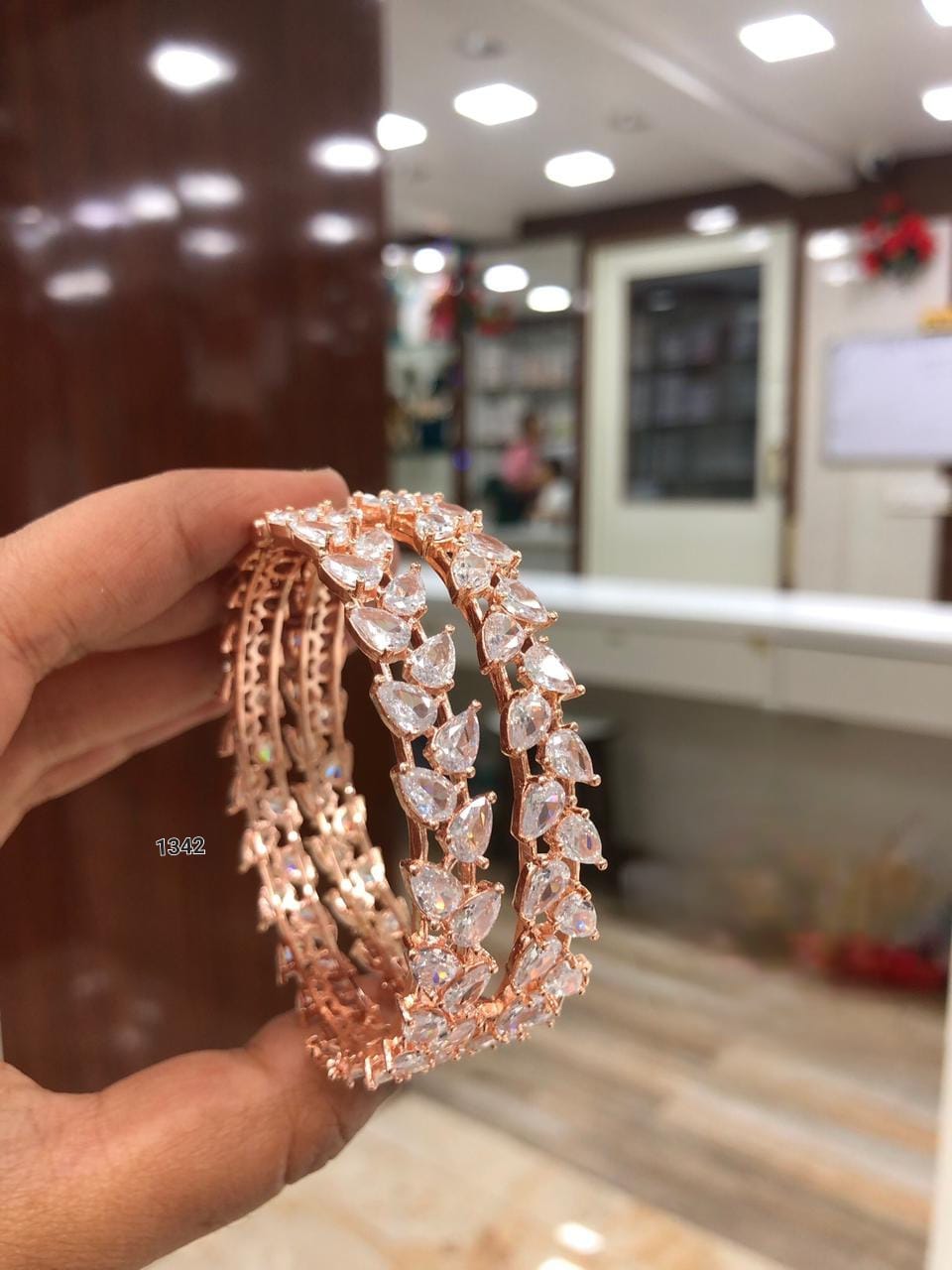 Radiant Reverie: Pair of American Diamond Bangle Set for Unmatched Glamour