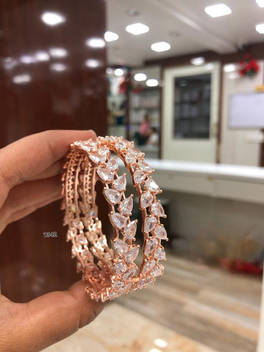 Radiant Reverie: Pair of American Diamond Bangle Set for Unmatched Glamour