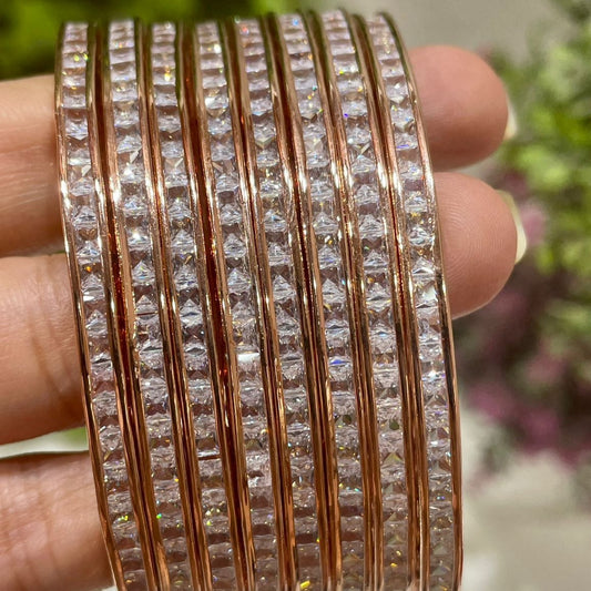 Premium Quality CZ American diamond Bangle set ,CZ Premium Quality AD set with 8 bangles,engagement chooda set, cz bangle set