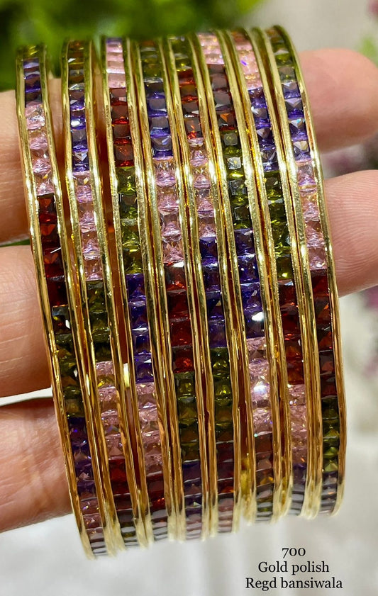 Premium Quality CZ American diamond Bangle set ,CZ Premium Quality AD set with 8 bangles,engagement chooda set, cz bangle set