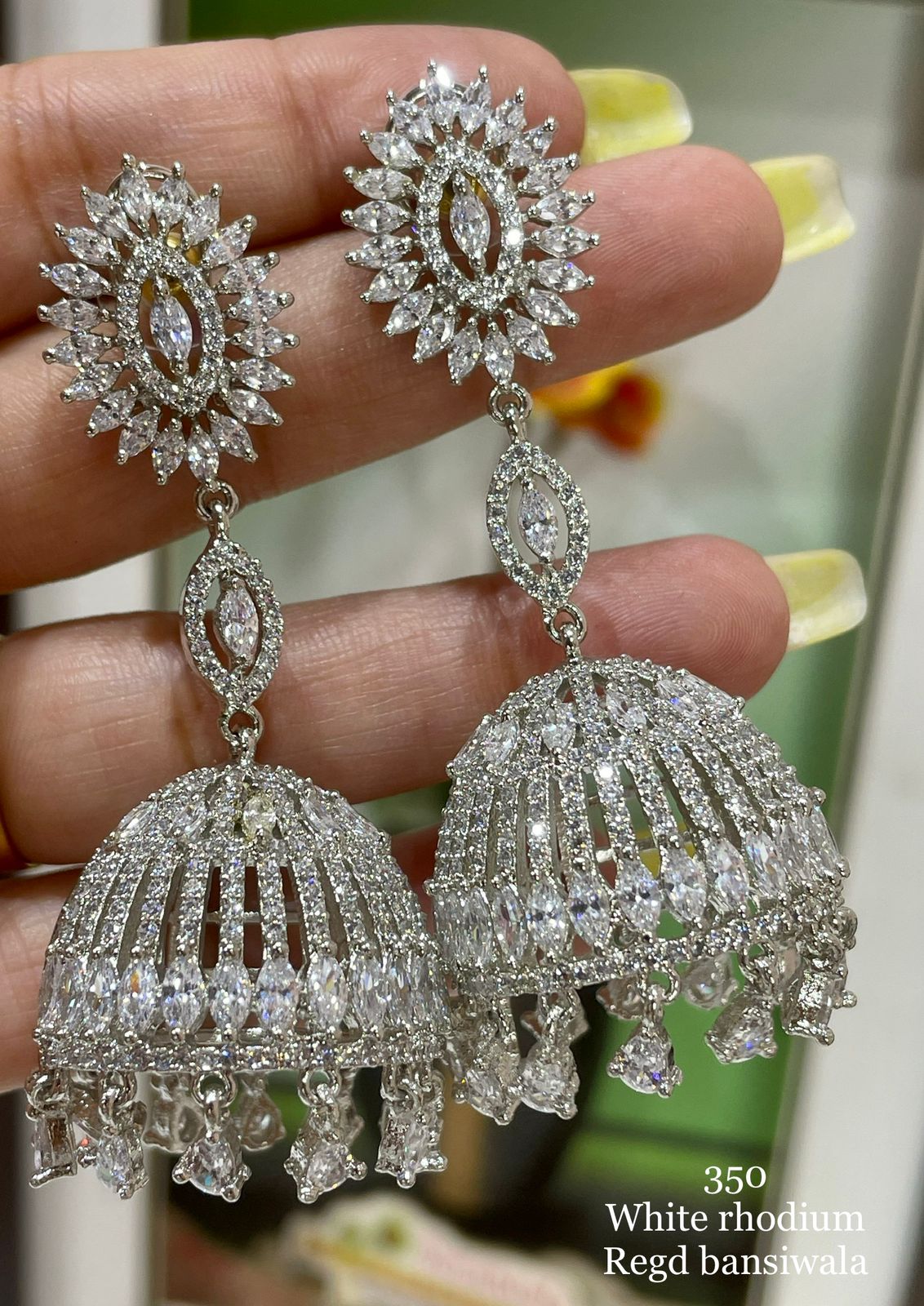 Diamond Luminary: American Diamond Long Jhumka Earrings Collection