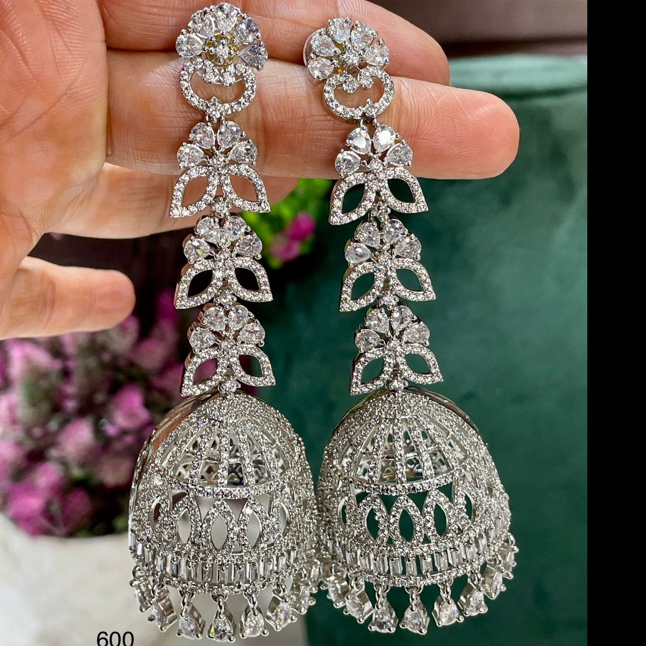 Diamond Luminary: American Diamond Long Jhumka Earrings Collection