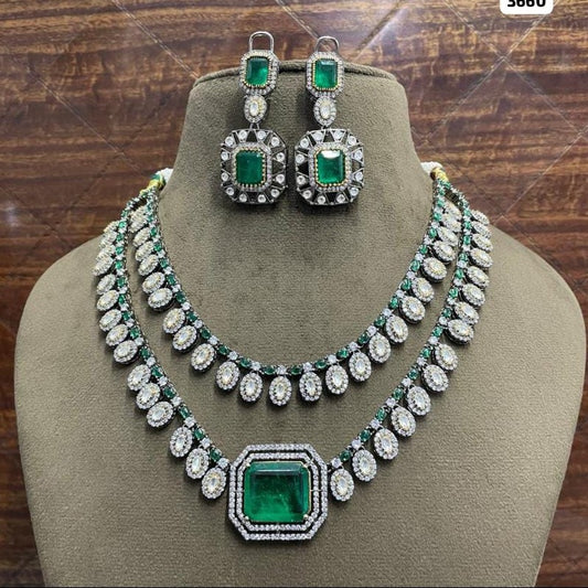 Exquisite CZ Polki Kundan Necklace with Earrings - Perfect Wedding Necklace Set - Authentic Indian Kundan Jewellery