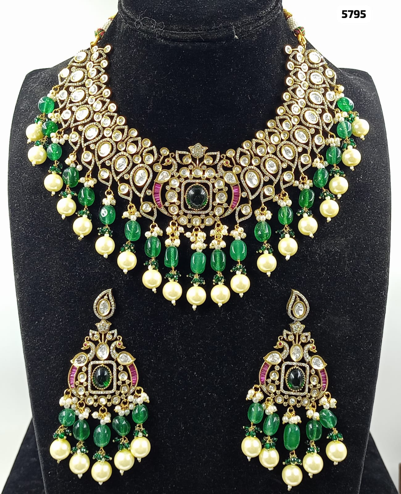 Handmade Kundan Necklace Set with Matching Kundan Earrings , Indian jewelry , Kundan jewelry