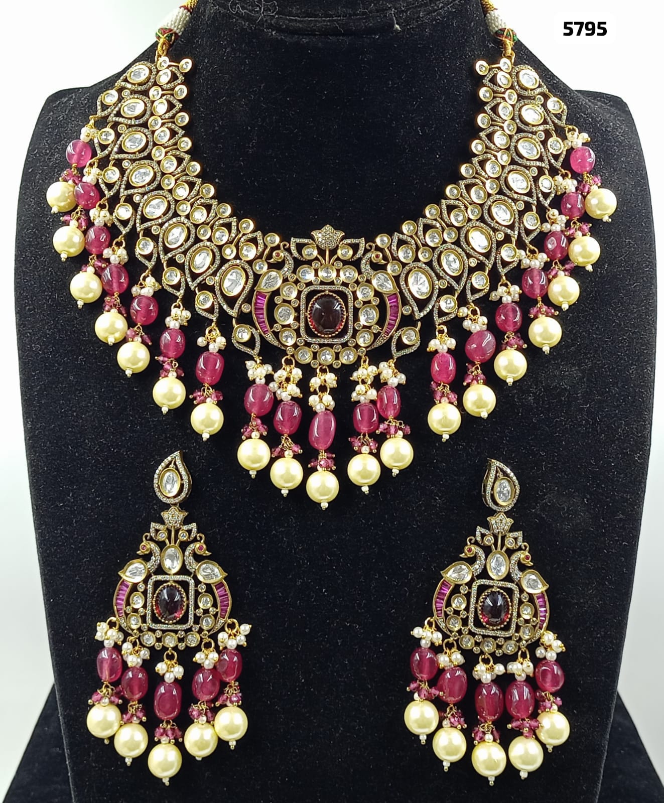 Handmade Kundan Necklace Set with Matching Kundan Earrings , Indian jewelry , Kundan jewelry