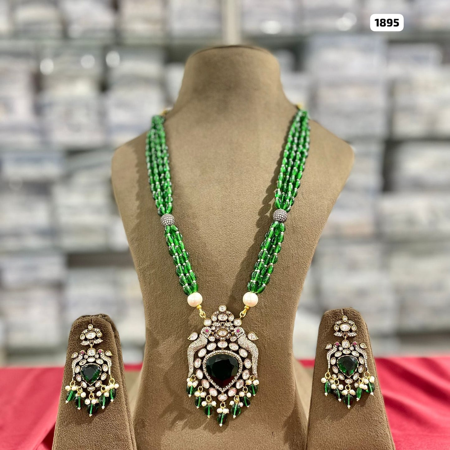 Elegance in Beads Victorian Pendant and Matching Earrings Set