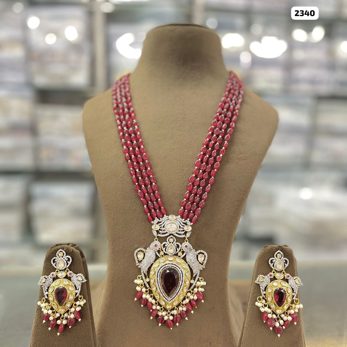 Elegance in Beads Victorian Pendant and Matching Earrings Set