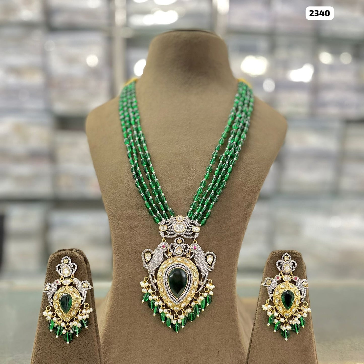 Elegance in Beads Victorian Pendant and Matching Earrings Set
