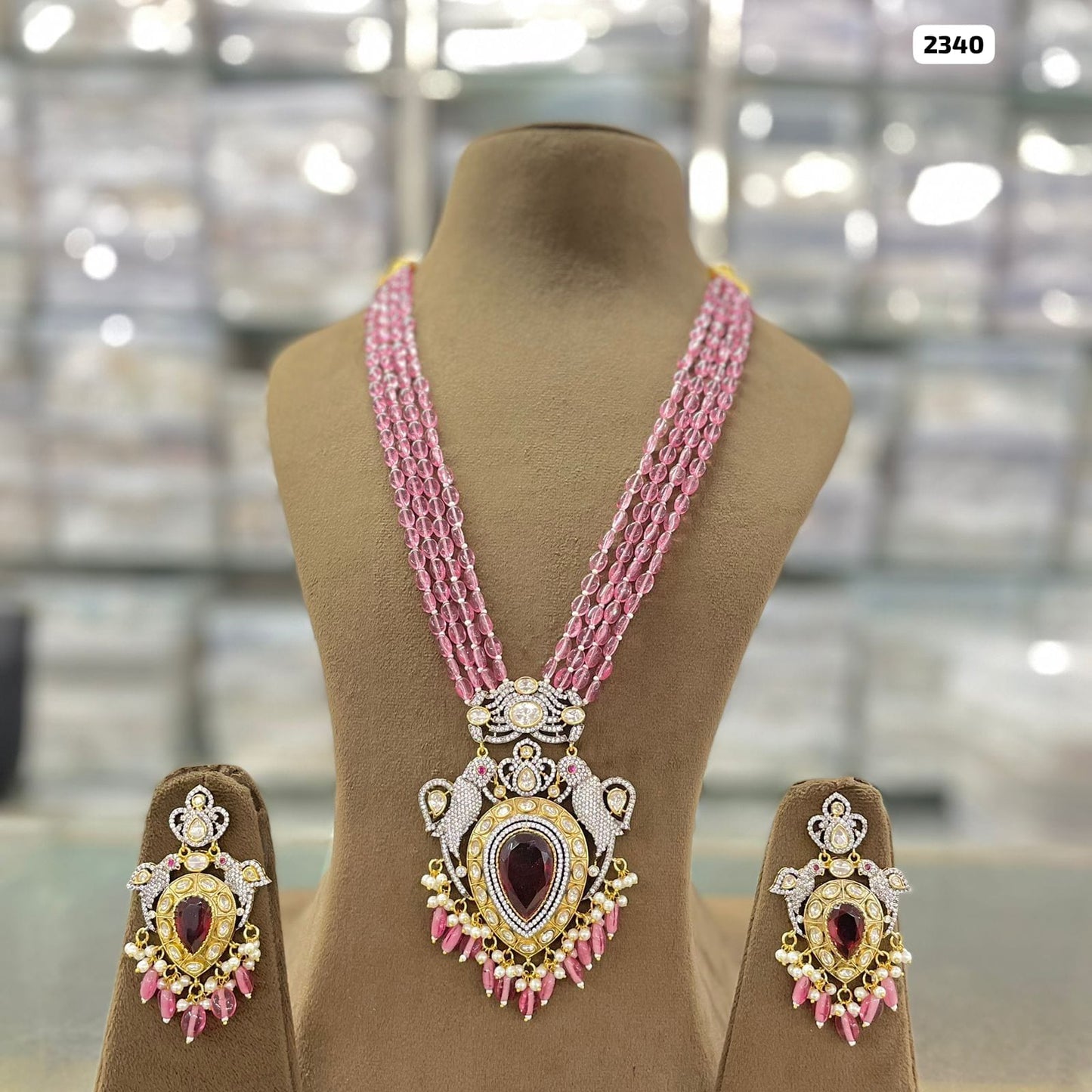 Elegance in Beads Victorian Pendant and Matching Earrings Set