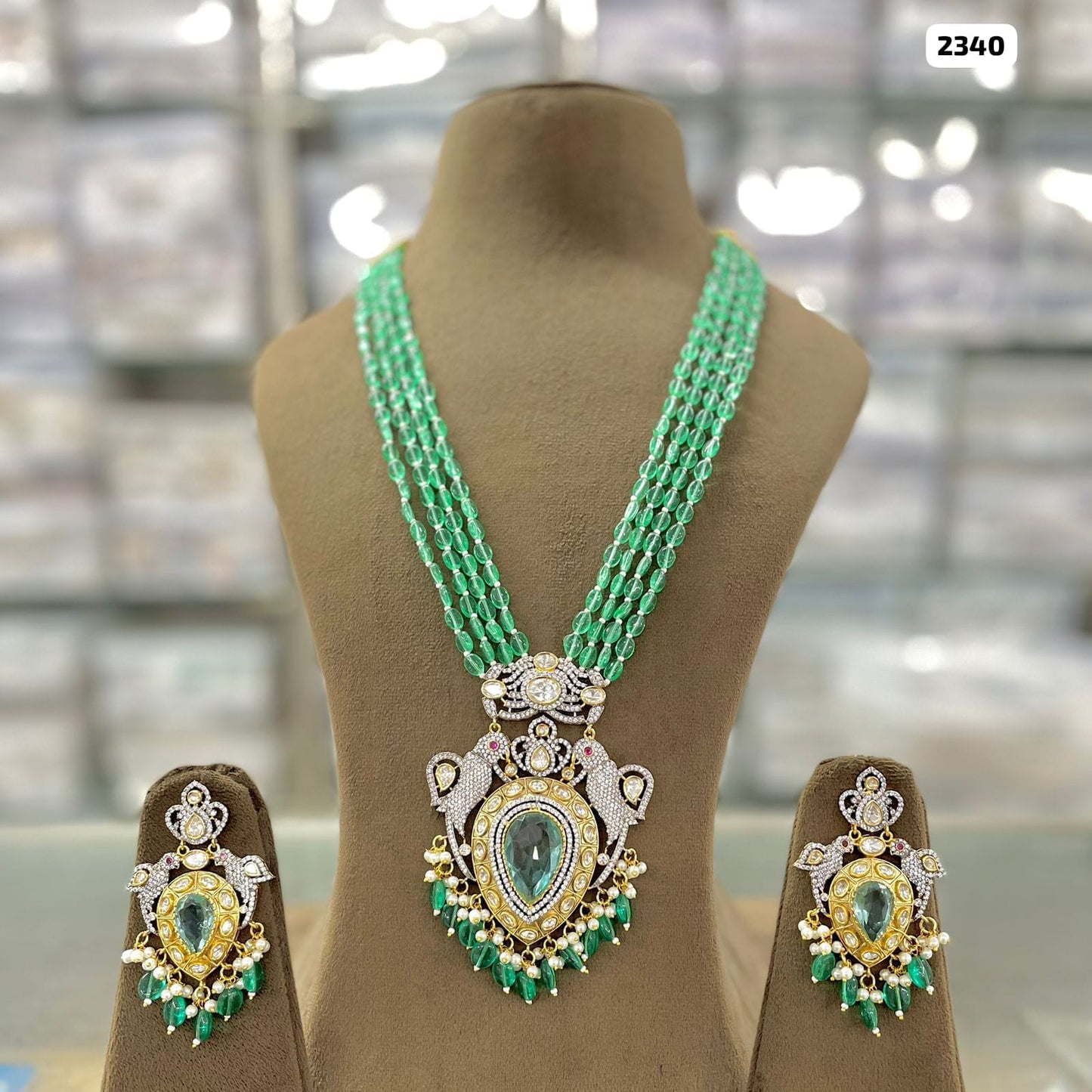 Elegance in Beads Victorian Pendant and Matching Earrings Set
