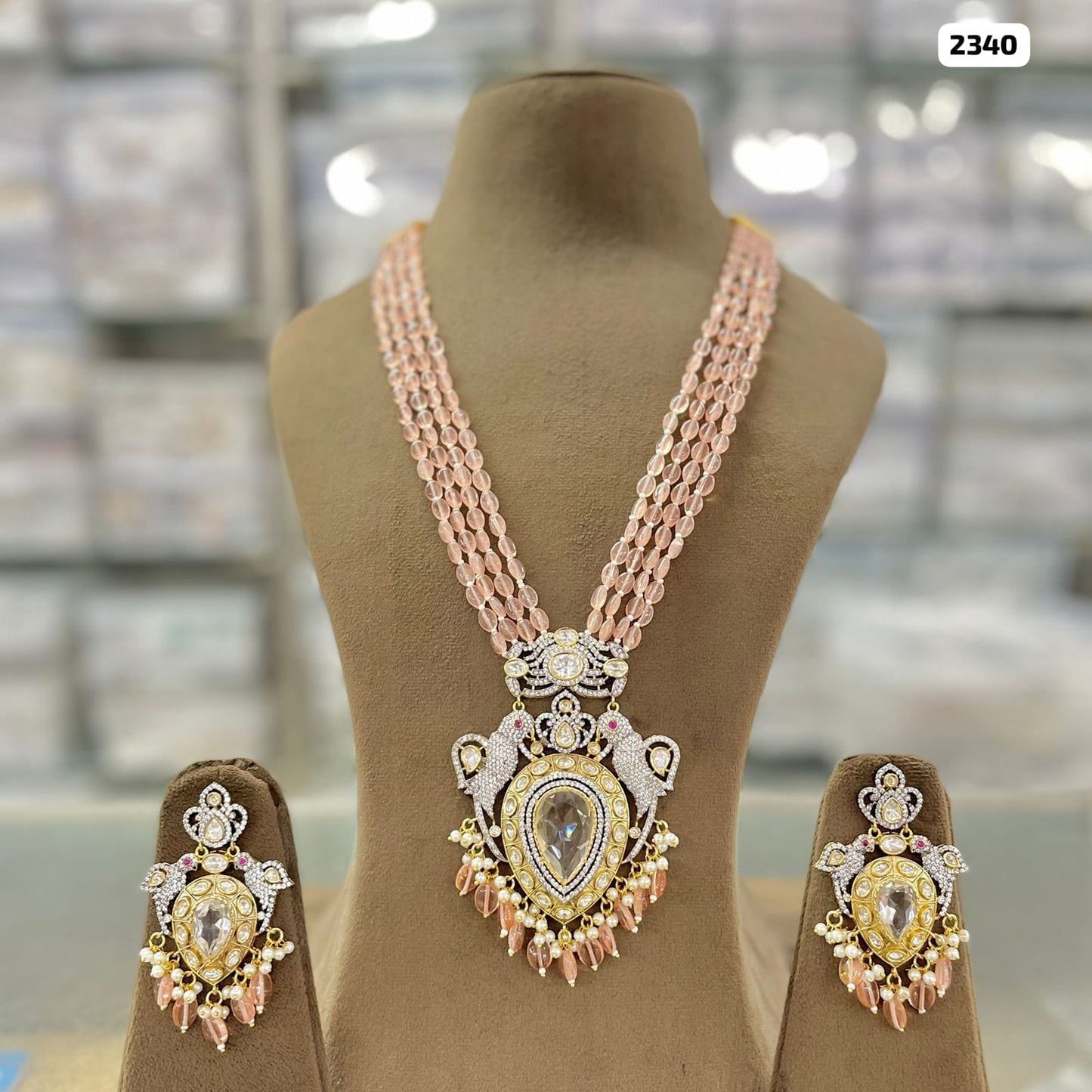 Elegance in Beads Victorian Pendant and Matching Earrings Set