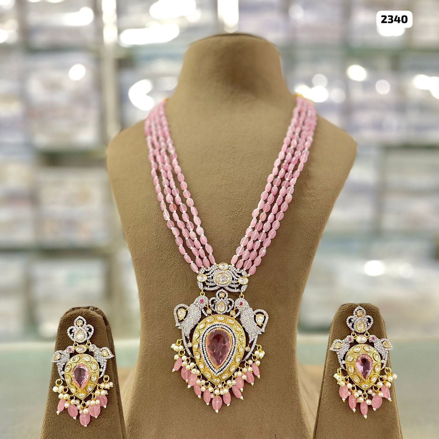 Elegance in Beads Victorian Pendant and Matching Earrings Set