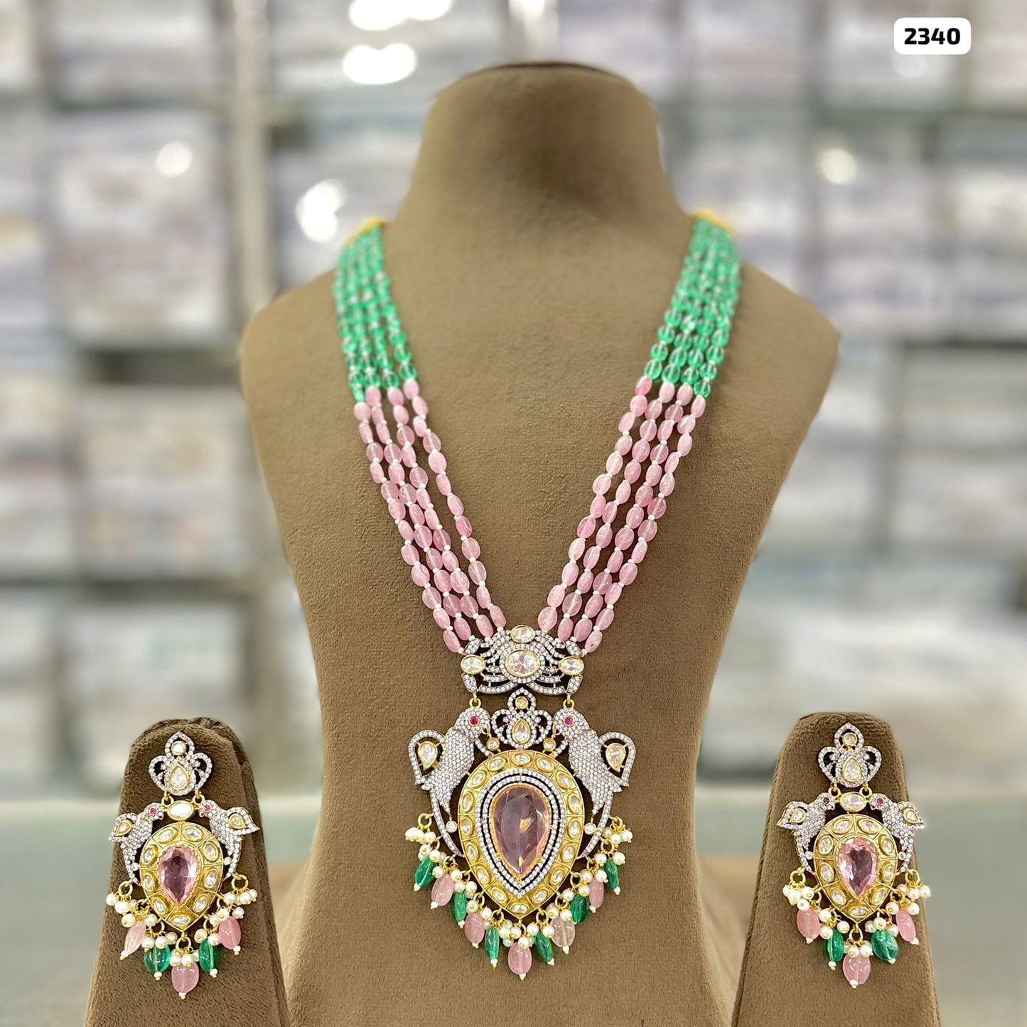 Elegance in Beads Victorian Pendant and Matching Earrings Set