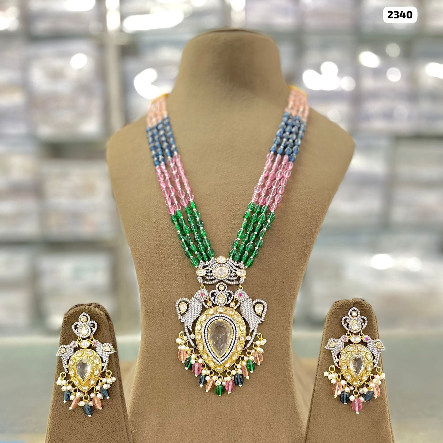 Elegance in Beads Victorian Pendant and Matching Earrings Set