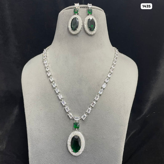 Elegant AD Pendant with Matching Earrings Ensemble