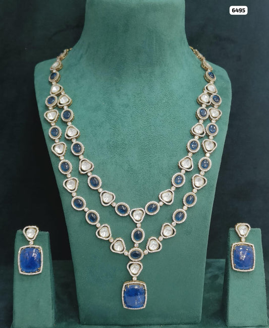 Exquisite Double Layer Polki Kundan Neckpiece Set with Stunning Kundan Earrings