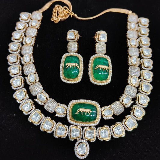 Sabaychi Splendor Polki Kundan Necklace Set with Exquisite Matching Earrings