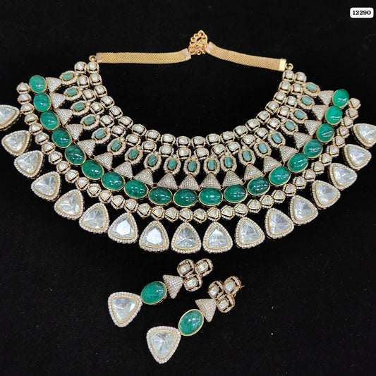 Sovereign Elegance: High Quality Polki Kundan Necklace Set with Matching Earrings