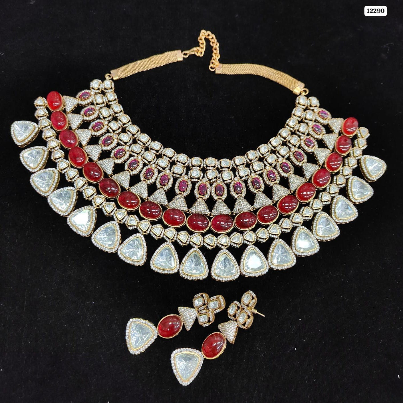 Sovereign Elegance: High Quality Polki Kundan Necklace Set with Matching Earrings