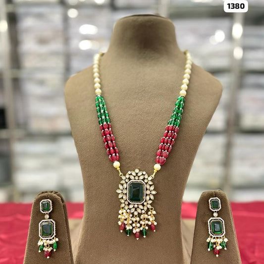 Regal Elegance, Kundan Doublet AD Stone Long Raani Haar Jewelry Set with Matching Earrings