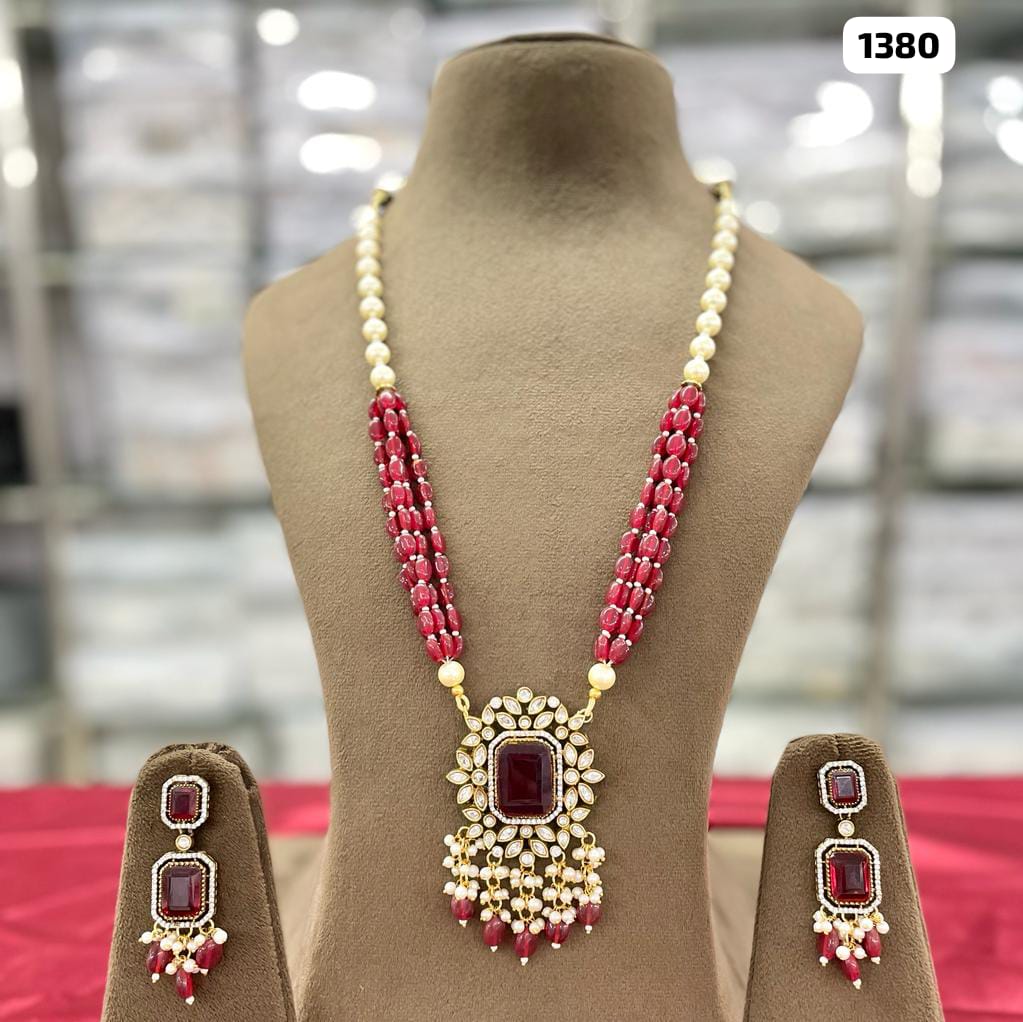 Regal Elegance, Kundan Doublet AD Stone Long Raani Haar Jewelry Set with Matching Earrings