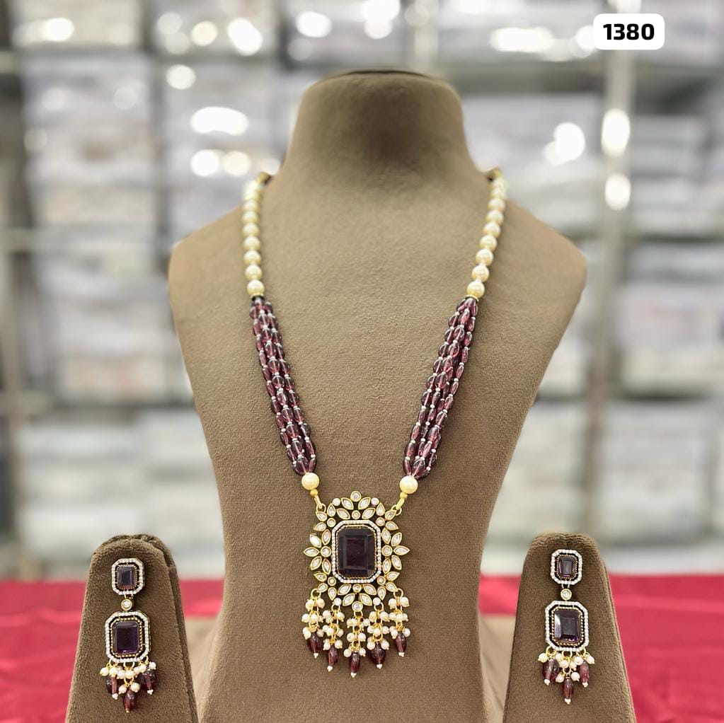 Regal Elegance, Kundan Doublet AD Stone Long Raani Haar Jewelry Set with Matching Earrings