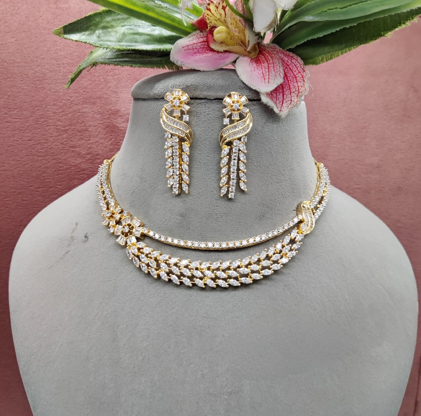 High-Quality American Diamond Necklace Set wedding Jewellery