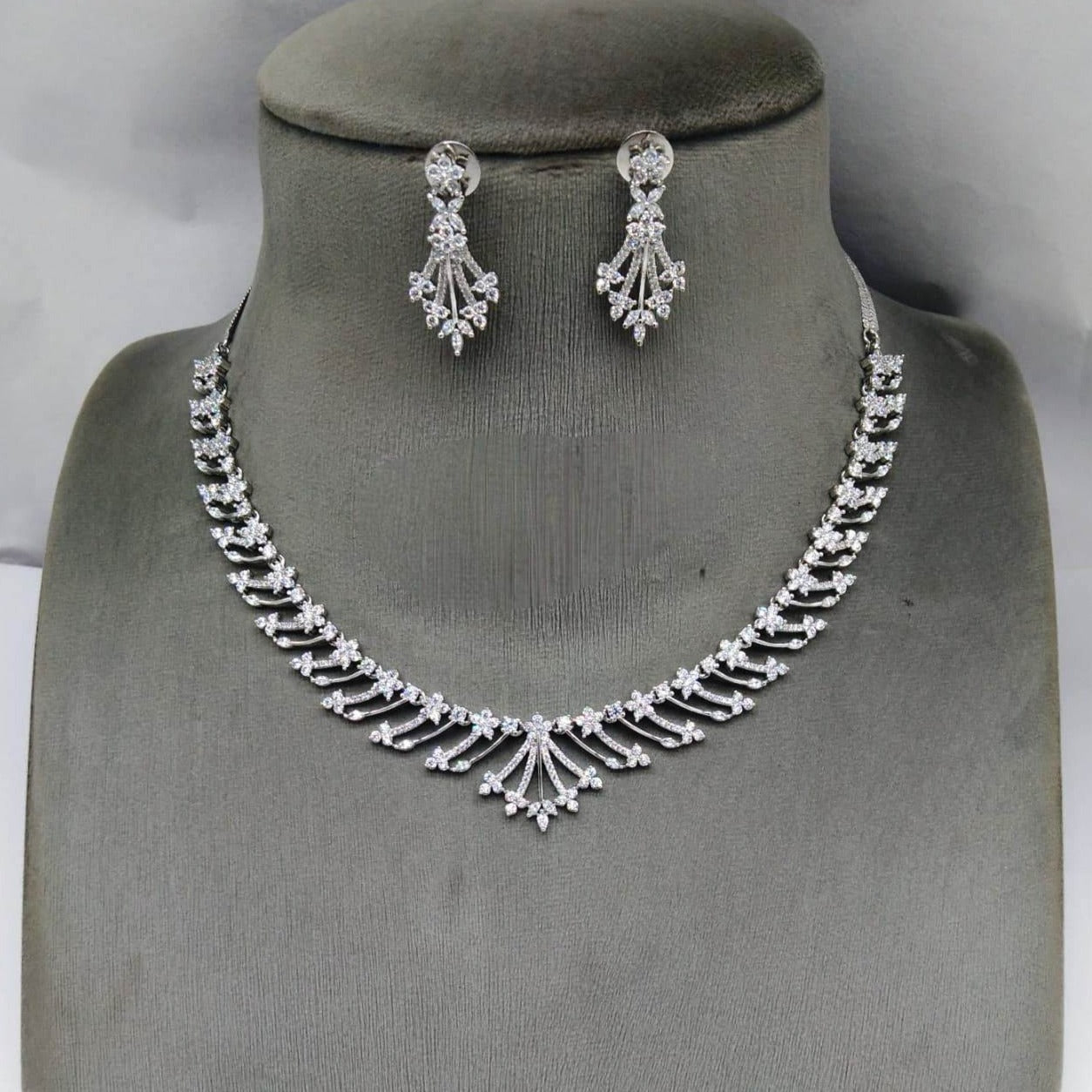 Celestial Charm: American Diamond Necklace and Earrings Set , occassion jewellery,partywear jewellery, wedding jewellery