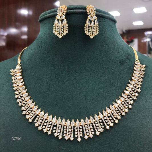 High-Quality American Diamond Small Necklace Set with Matching Earrings
