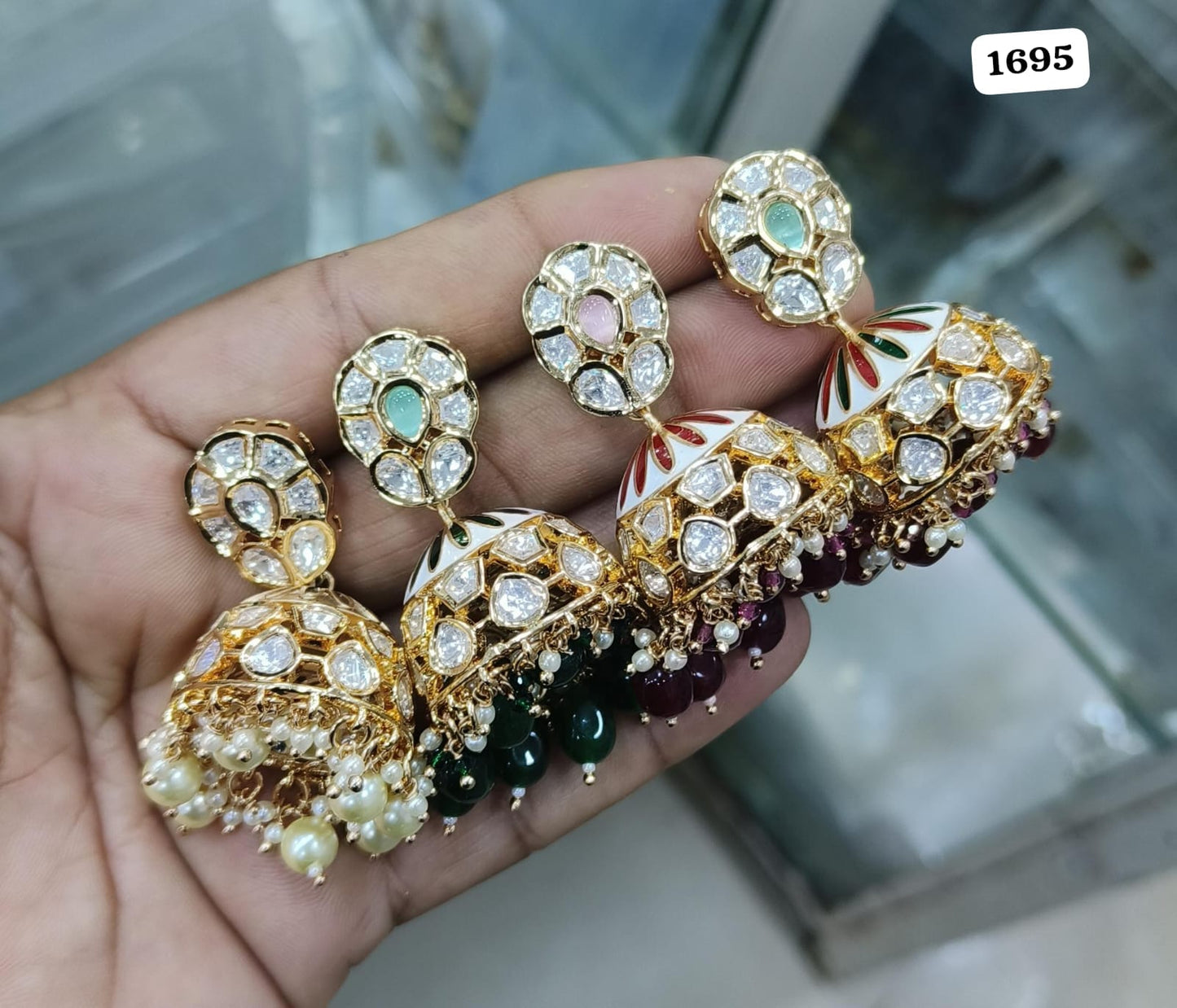 Sagunittujewel: High-Quality Pachi Kundan Jhumka Earrings - Exquisite Kundan Jewelry
