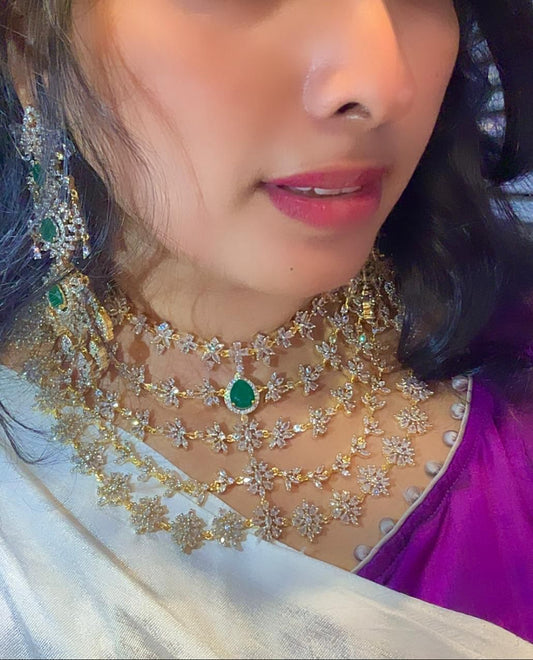 Premium Quality American Diamond Necklace set with Premium Earrings jewellery