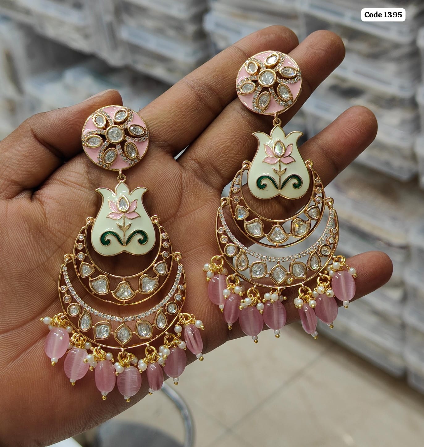 Royal Radiance: Handpainted Meenakari Kundan Earrings