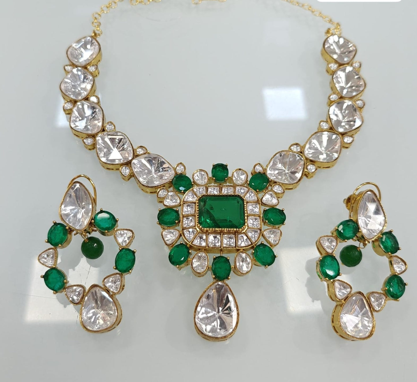 Exquisite Kundan Necklace Set with Earrings , Indian Jewelry , kundan jewelry