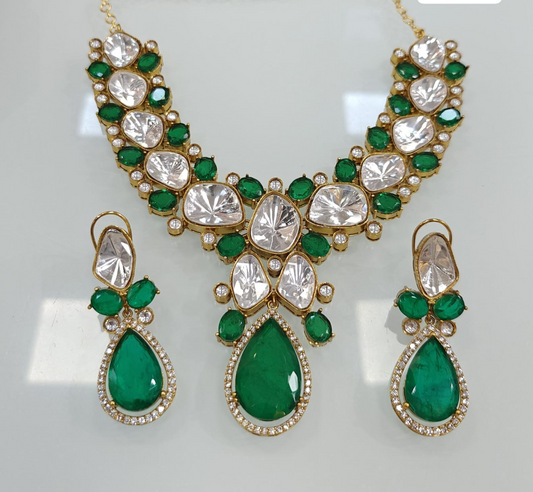 Exquisite Kundan Necklace Set with Earrings , Indian Jewelry , kundan jewelry