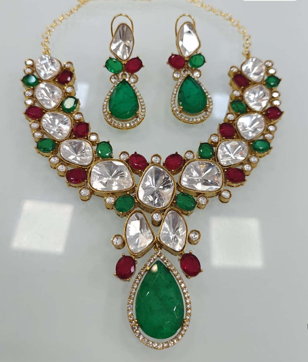 Exquisite Kundan Necklace Set with Earrings , Indian Jewelry , kundan jewelry