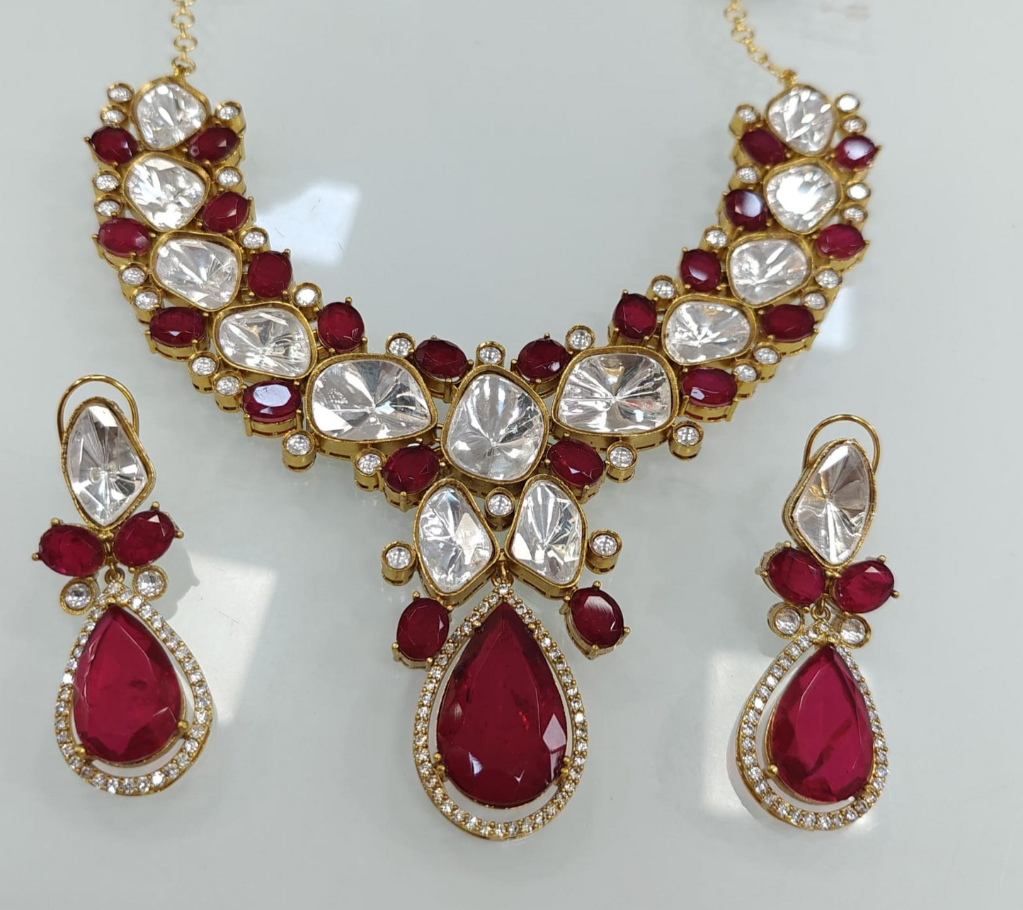 Exquisite Kundan Necklace Set with Earrings , Indian Jewelry , kundan jewelry