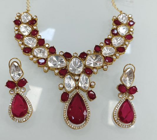 Exquisite Kundan Necklace Set with Earrings , Indian Jewelry , kundan jewelry